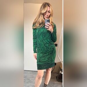 Michael Kors Green Long Sleeve Bodycon Dress